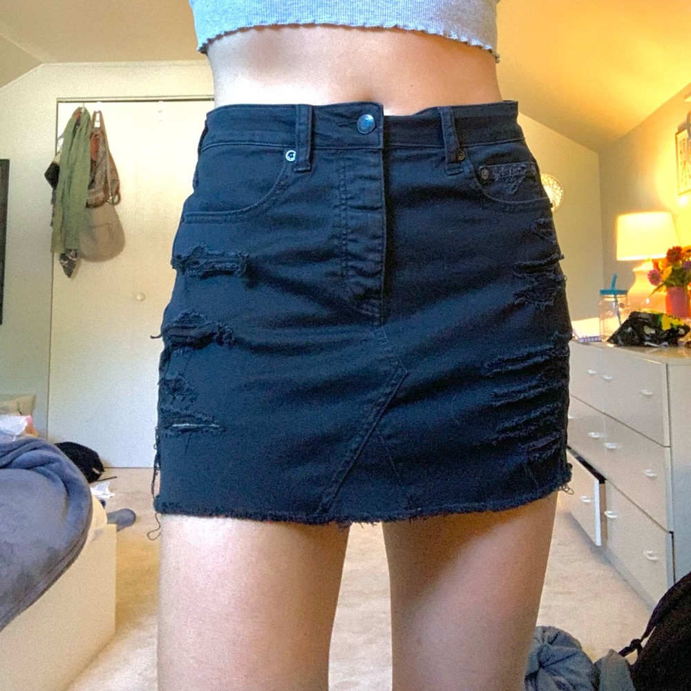 AEO Distressed Denim Skirt